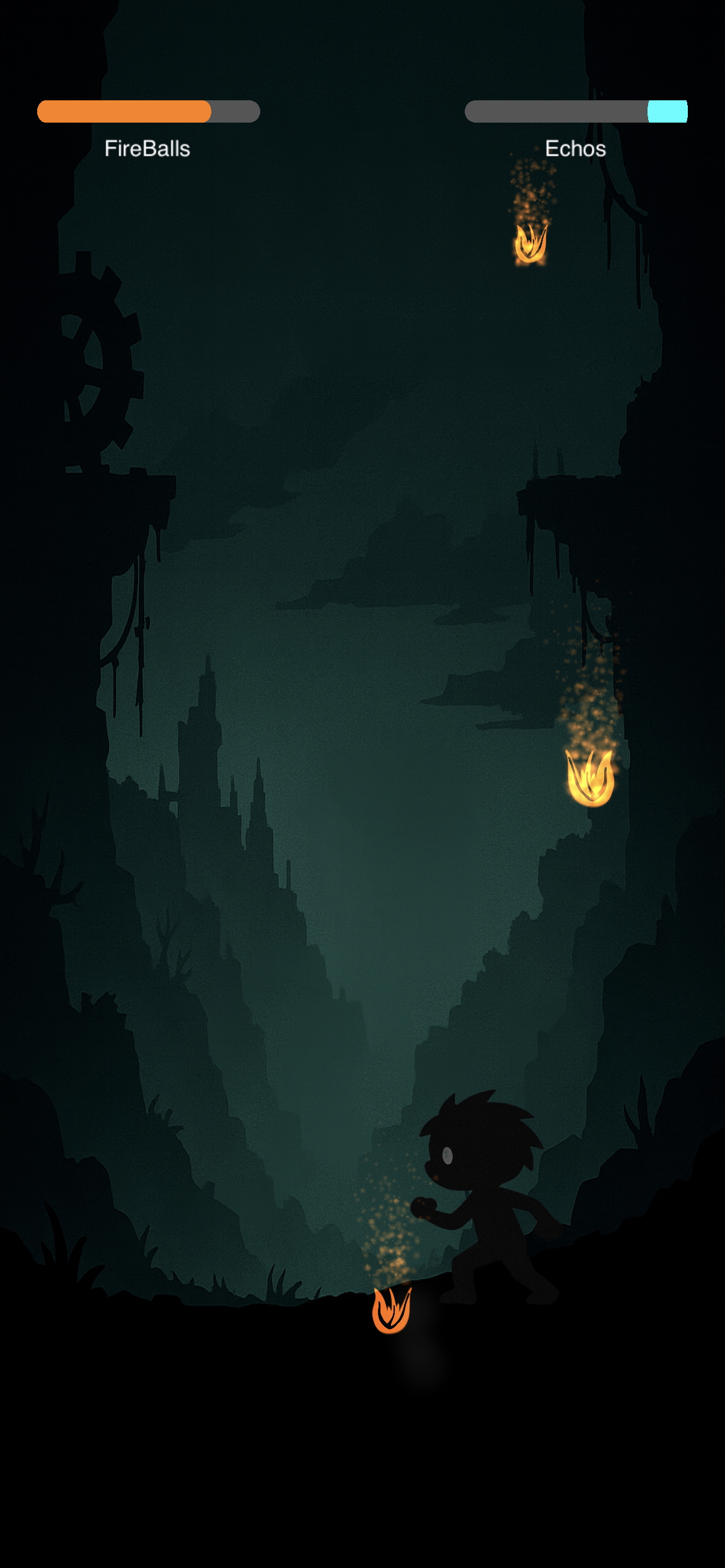 Fire level: dodging falling fireballs